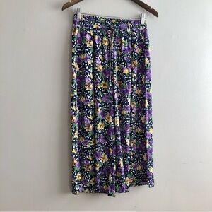 ✨$7 CLEAR-OUT✨ La Classe Couture High Waist Floral Flowy Wide Leg Pants Blue